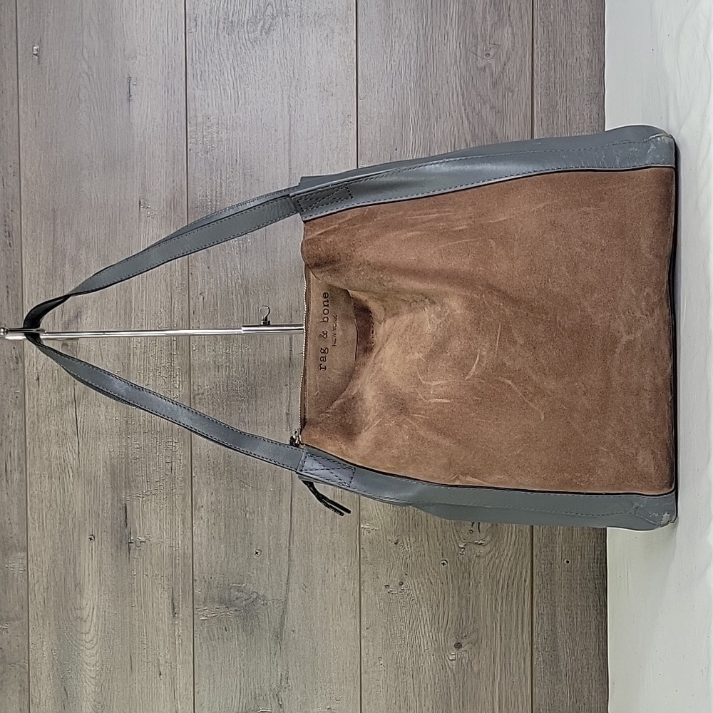 Rag & Bone New York Gray Brown Leather Shoulder Bag Handbag Purse Satchel